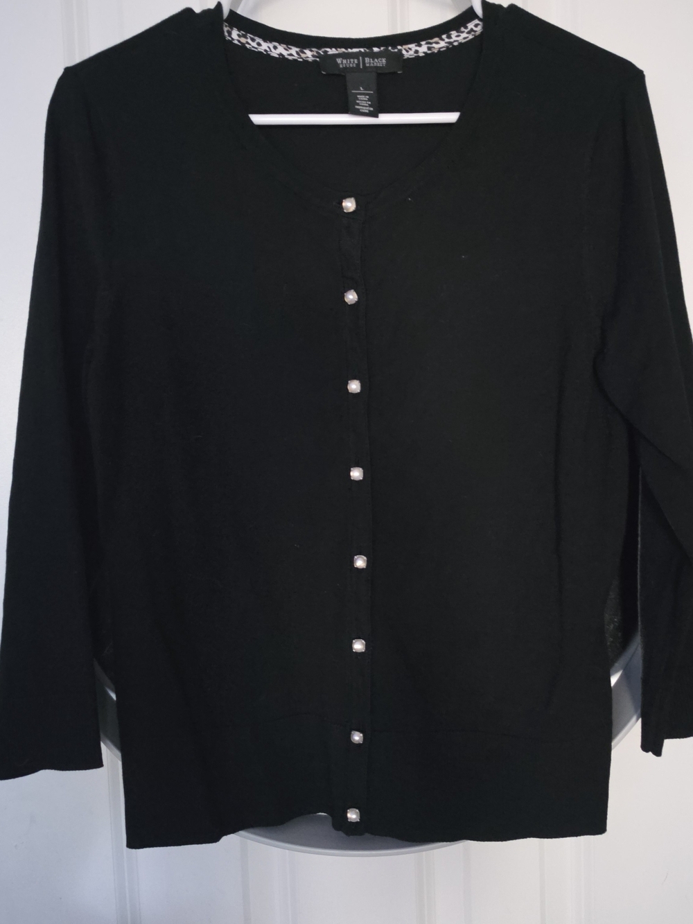 White House Black Market Black Button-Front Cardigan